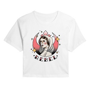 Women's - Star Wars - Leia Tattoo Cropped Graphic T-Shirt - 1 of 4
