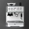 Silver-plated bean-to-cup espresso machine with stainless steel construction, featuring a milk carafe, suitable for espresso and lattes. - 3 of 4