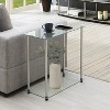 HomeStock Glass 2 Tier Chairside End Table, Sleek Narrow Side Table with Clear Glass Shelves and Sturdy Stainless Steel Legs - 4 of 4
