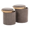 NicBex Nesting Ottomans  Set of 2 with Tray Top Fabric & Natural Wood, Brown - 3 of 4