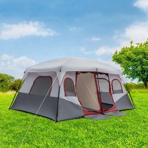 FURNIinspire Camping Tents 10 Person Outdoor Family Cabin Tent For Hiking, 2 Room Huge Tent With Storage Pockets, Multicolored, 159.4"*120"*78.7" - 1 of 4
