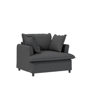 Whisen Oversized Modern Sofa Module for Modular Sectional Sofa, Wide Seat Chenille Armchair with Pillows - 1 of 4
