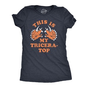 Womens This Is My Tricera Top T Shirt Funny Dinosaur Triceratops Joke Tee For Ladies - Crazy Dog Women's T Shirt - 1 of 4