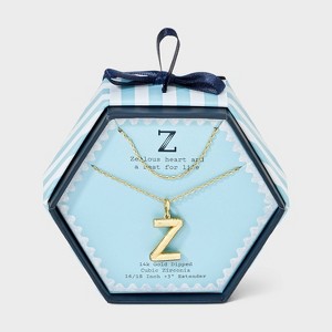 14K Gold Dipped Cubic Zirconia Duo Initial Multi-Strand Necklace - A New Day™ Gold - 1 of 4