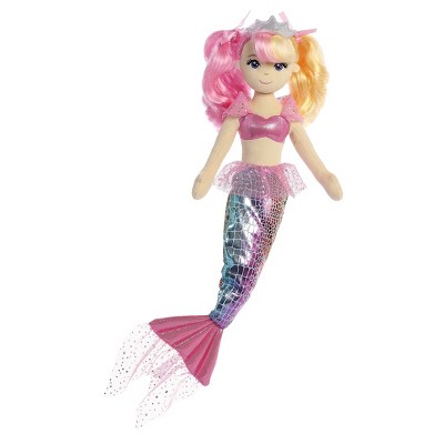 Aurora Large Rainbow Sea Rose Sea Sparkles Enchanting Stuffed Doll Multicolor 18"