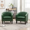 KINWELL Set of 2 PU Faux Leather Club Armchair with Nailheads - 3 of 4