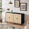 SKRAN Buffet Cabinets with Storage, Multifunctional Sideboard Cabinets with Rattan Doors ＆ Wood Feet for Hallway and Living Room - 2 of 4