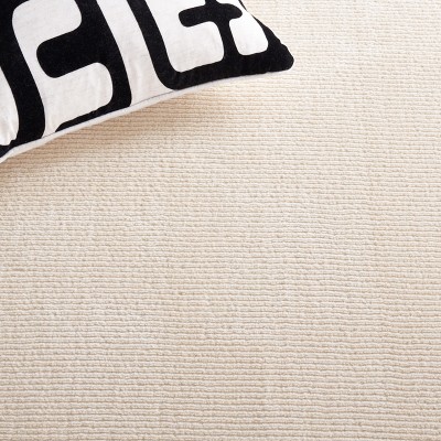 Ivory Solid Synthetic Easy-Care Hand-Knotted Rug