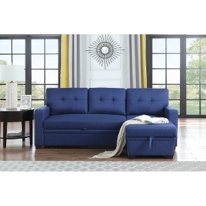 TIRAMISUBEST Linen Upholstered Sectional Sofa with Storage Chaise – Modern Gray Tufted Design for Compact to Medium Spaces-6 Color - 1 of 4