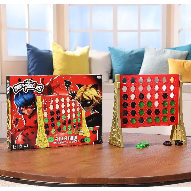Miraculous Ladybug GET 4, Paris Grid with Connect Ladybug and Cat Noir Tokens, 4 in a Row Game, Strategy Board Games for Kids, 2 Players, Ages 6 & Up, 4 of 8