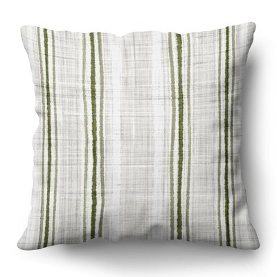 Americanflat 18x18 Throw Pillow with Sewn-In Insert - All-In-One Decorative Pillows - No Cover Needed - Polyester - Green and White