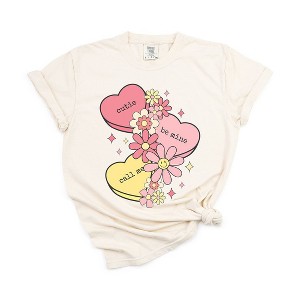 Simply Sage Market Women's Retro Valentine Hearts Short Sleeve Garment Dyed Tee - 1 of 3