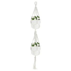 Unique Bargains Macrame Plant Hanger Woven Cotton Indoor Outdoor Decorative - 1 of 4