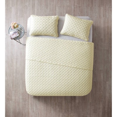 Ivory Full Microfiber Reversible Quilt Set