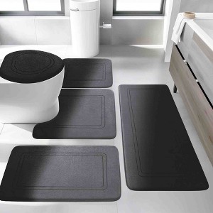 BAGOKIE 5 Piece Memory Foam Bathroom Rug Set - 1 of 4
