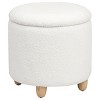 CAVINAS Luxurious Faux Shearling Round Storage Ottoman Bench,Footstool with Hidden Compartment,Storage Bench for Bedroom,Living Room,Entryway - 2 of 4