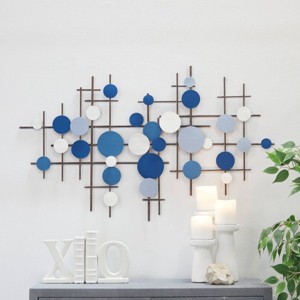 Metal Geometric Overlapping Circle Wall Decor Blue - CosmoLiving by Cosmopolitan: Contemporary Art, Indoor Use, Fully Assembled - 1 of 4