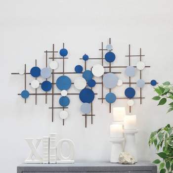 Metal Geometric Overlapping Circle Wall Decor Blue - CosmoLiving by Cosmopolitan