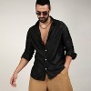 Campus Sutra Men Men's Onyx Black Curly-Creased Shirt - 2 of 4