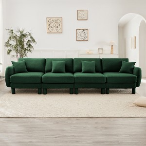 VASIP Boucle Fabric 3-Seater Sofa, Shell-Shaped Armrests & Self-Wrapped Cylindrical Legs, for Living Room & Apartment,Beige - 1 of 4