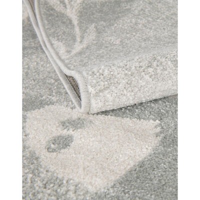 Gray Floral Synthetic Runner Rug for Kids