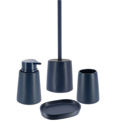 Evideco French Home Goods 4-Piece Bathroom Accessory Set - Soap Dispenser, Tumbler, Soap Dish, Toilet Brush with Holder
