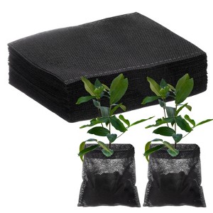 Unique Bargains Non-Woven Fabric Seeding Pots Plant Nursery Bags Black - 1 of 4