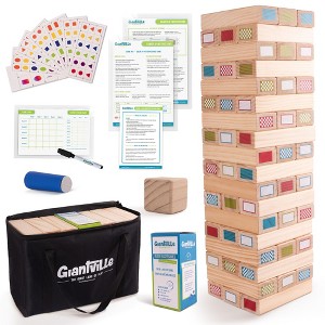Giantville Giant Tumbling Timber Toy + Carry Bag + Dice - Jumbo JR. 54-Piece Wooden Stacking Blocks - 1 of 4