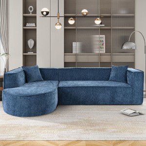 CAVINAS Premium L-Shaped Modular Sectional Couch with 2 Pillows and Resistant Chenille Fabric,the Sectional Sofa for Living Room,Study,Office,Blue - 1 of 4