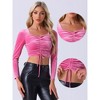 INSPIRE CHIC Women's Velvet Drawstring Sweetheart Neck Puff Long Sleeve Party Crop Top - 2 of 4
