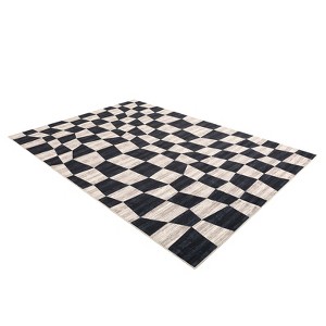 Washable Area Rugs, Modern Plaid Rugs for Living Rooms, Stain-Resistant Soft Geometric Rugs, Foldable Non-Slip Decorative Rugs - 1 of 4
