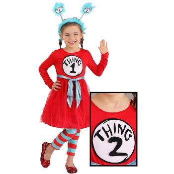 HalloweenCostumes.com 2T  Girl  Dr. Seuss Thing 1 & Thing 2 Costume Toddler., Black/Red/Blue