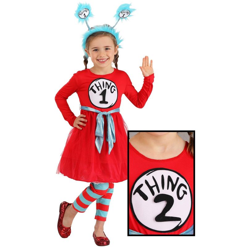 HalloweenCostumes.com 4T  Girl  Dr. Seuss Thing 1 & Thing 2 Costume Toddler., Black/Red/Blue, 1 of 8