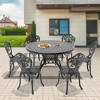 7-Piece Patio Set: Round Table & 4 Chairs - Cast Aluminum, All-Weather/Umbrella Hole & Adjustable Legs for Balcony/Backyard - 2 of 4