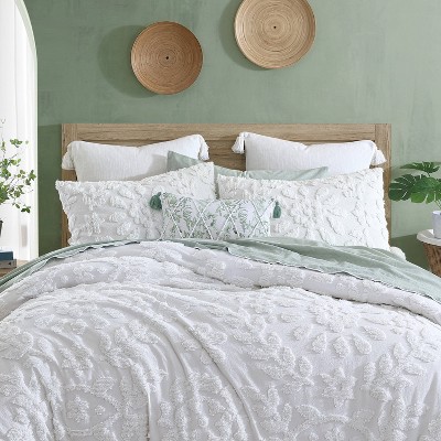 King Size Sage Green Cotton Chenille Duvet Set