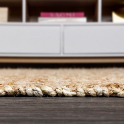 Ivory Diamond Braided Handmade Reversible 8' x 10' Jute Rug