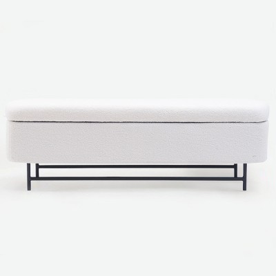 GlasFlength Ottomans and Benches Practical Long Stool Footstool Convenient for Storing Items Indoor Bench for Living Room, Beige, 57.1"*18.1"*13"