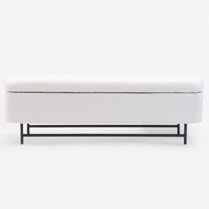 GlasFlength Ottomans and Benches Practical Long Stool Footstool Convenient for Storing Items Indoor Bench for Living Room, Beige, 57.1"*18.1"*13" - 1 of 4