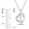 EVERLY JEWELRY | Sterling Silver 8.5-9mm Cultured Freshwater Pearl and Diamond Accent Heart Pendant with Chain, 18" - 4 of 4