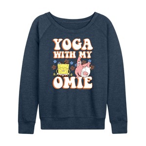 Women's - SpongeBob SquarePants - Yoga With My Omie Lightweight French Terry Wide Neck Long Sleeve Shirt - 1 of 4