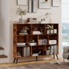 Freestanding Open Cubes Bookcase - Wooden 3-Tier Open Shelf Bookcase, 10 Cubes Bookshelf, with 5 Iron Legs for Home Office, Living Room - 3 of 4