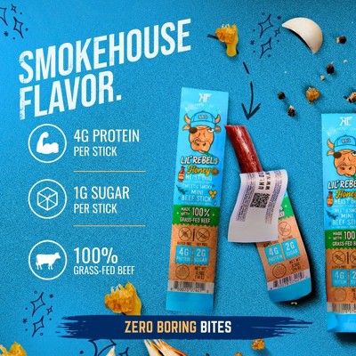 Righteous Felon Craft Jerky Lil Rebels Honey Heist BBQ Mini High-Protein Snack Meat Sticks Beef - 7oz/14ct
