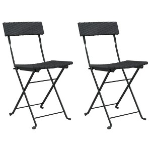 vidaXL Folding Bistro Chair Set of 2 Black - 1 of 4