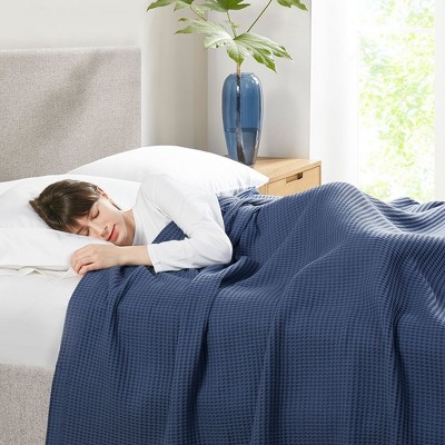 NicBex Full/Queen Woven Waffle Weave Cotton Cooling Blanket,Soft Cold Blanket for Bedroom