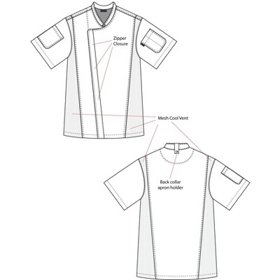 Chef Code Zip Front Cool Breeze Side Vent Chef Coat, Short Sleeves Black 3XL — фото 4