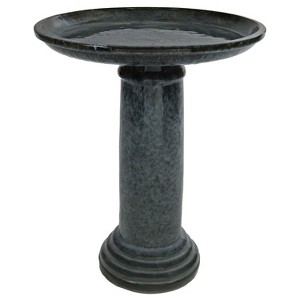 Sunnydaze Toulon Ceramic Bird Bath - Black Mist - 24.5" H - 1 of 4