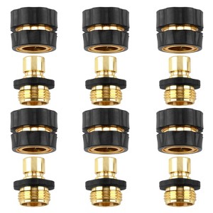 Syemin Landscape Equipment Parts and Accessories, Quick Connect Hose Coupling Set 6 Piece with Rubber Grip for Garden, Lawn, Gold, 1.46"*1.46"*1.97" - 1 of 4