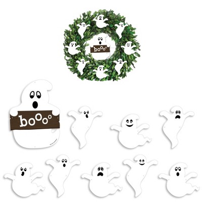 Big Dot of Happiness Spooky Ghost -  Halloween Party Front Door Decorations - DIY Accessories for Wreath - 9 Pieces