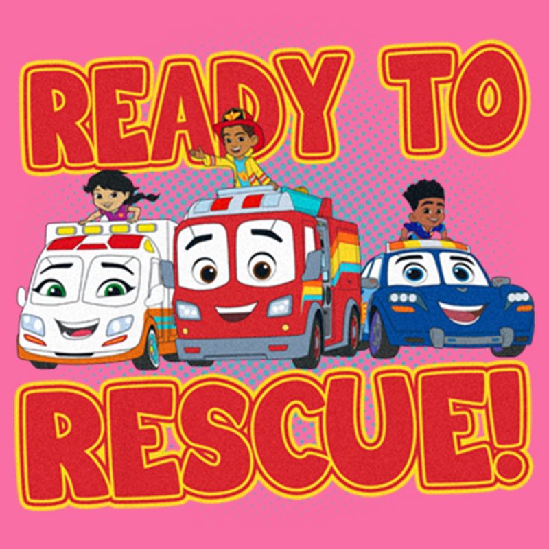 Girl's Firebuds Ready to Rescue Cars Crop T-Shirt, 2 of 4