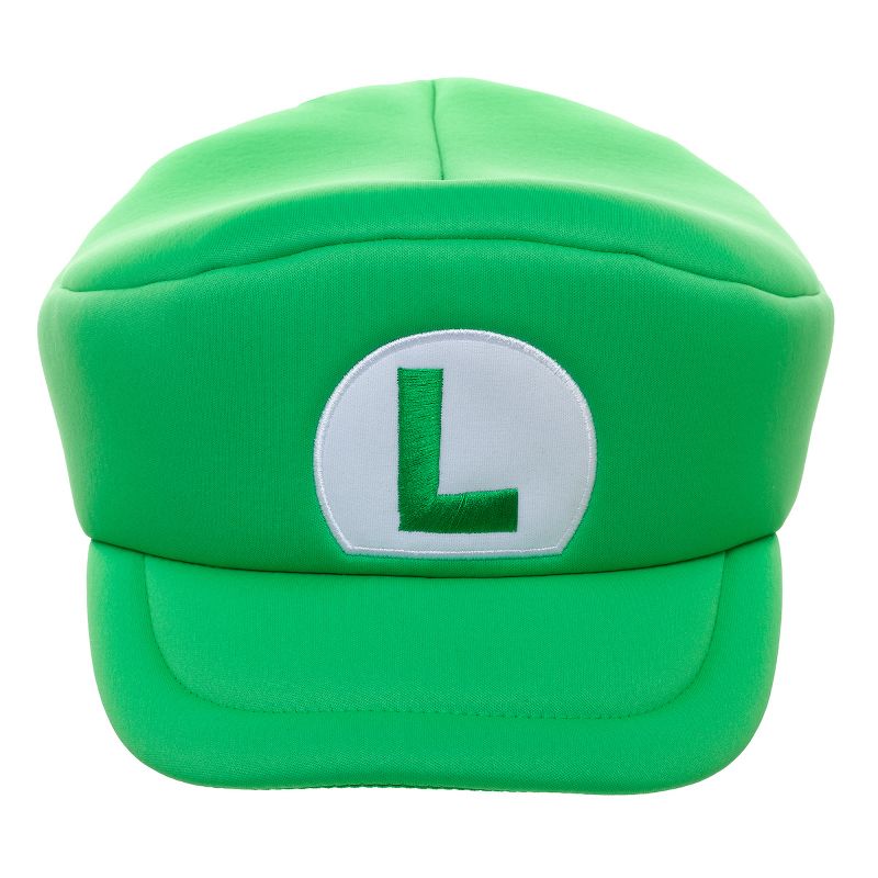 Super Mario Bros Embroidered Luigi L Patch Adult Green Beret Cap, 2 of 7